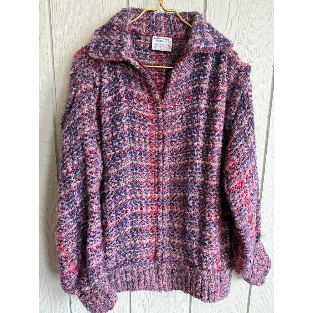 Vintage Tapestries Ireland Zip-Off Sleeve Wool Knit Jacket Sweater Ireland